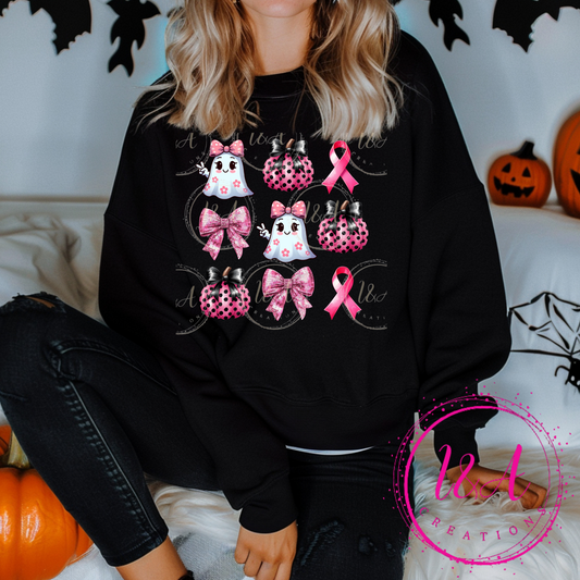 #222B pink bows,ghost and pumpkins