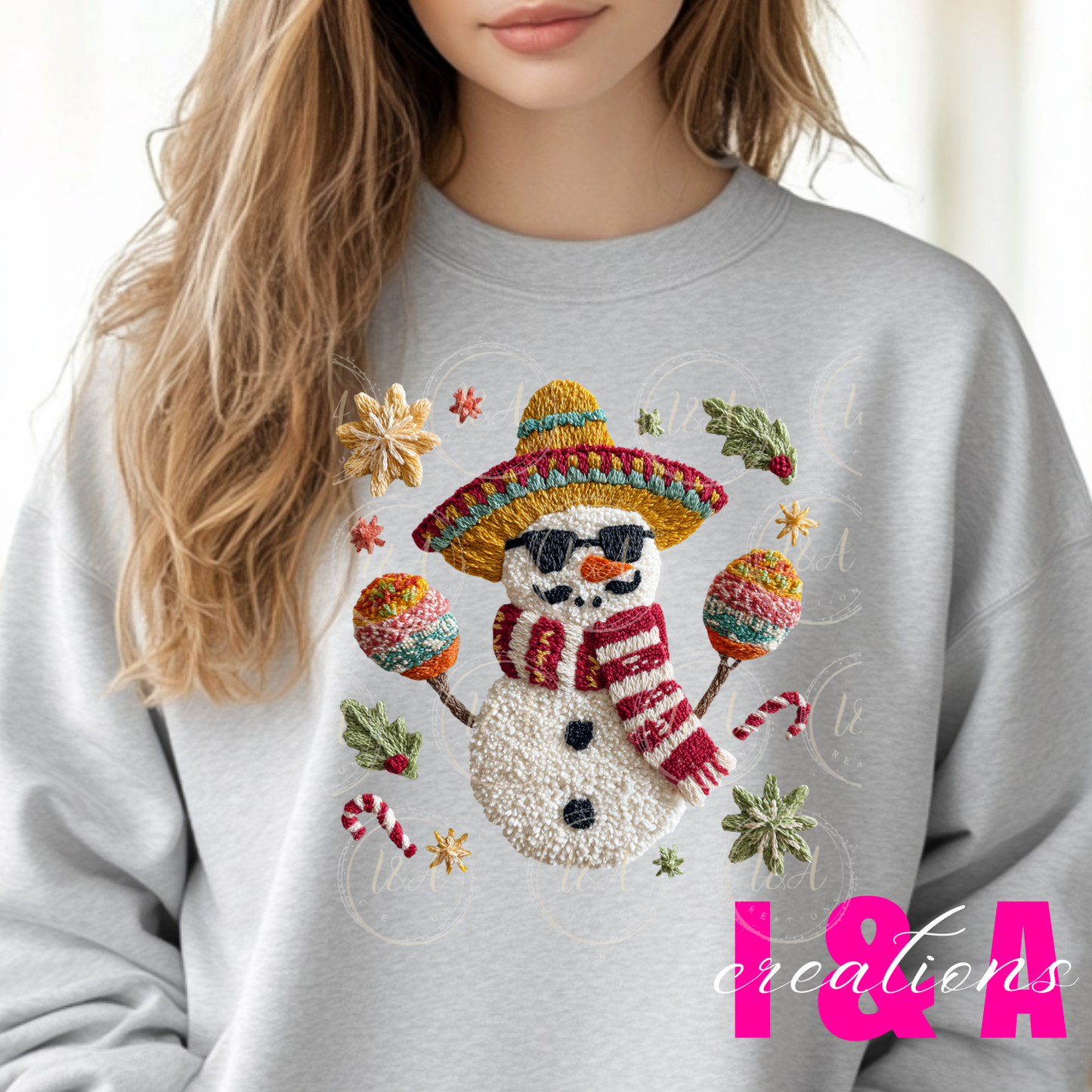#229C Faux chrochet Mexican snowman