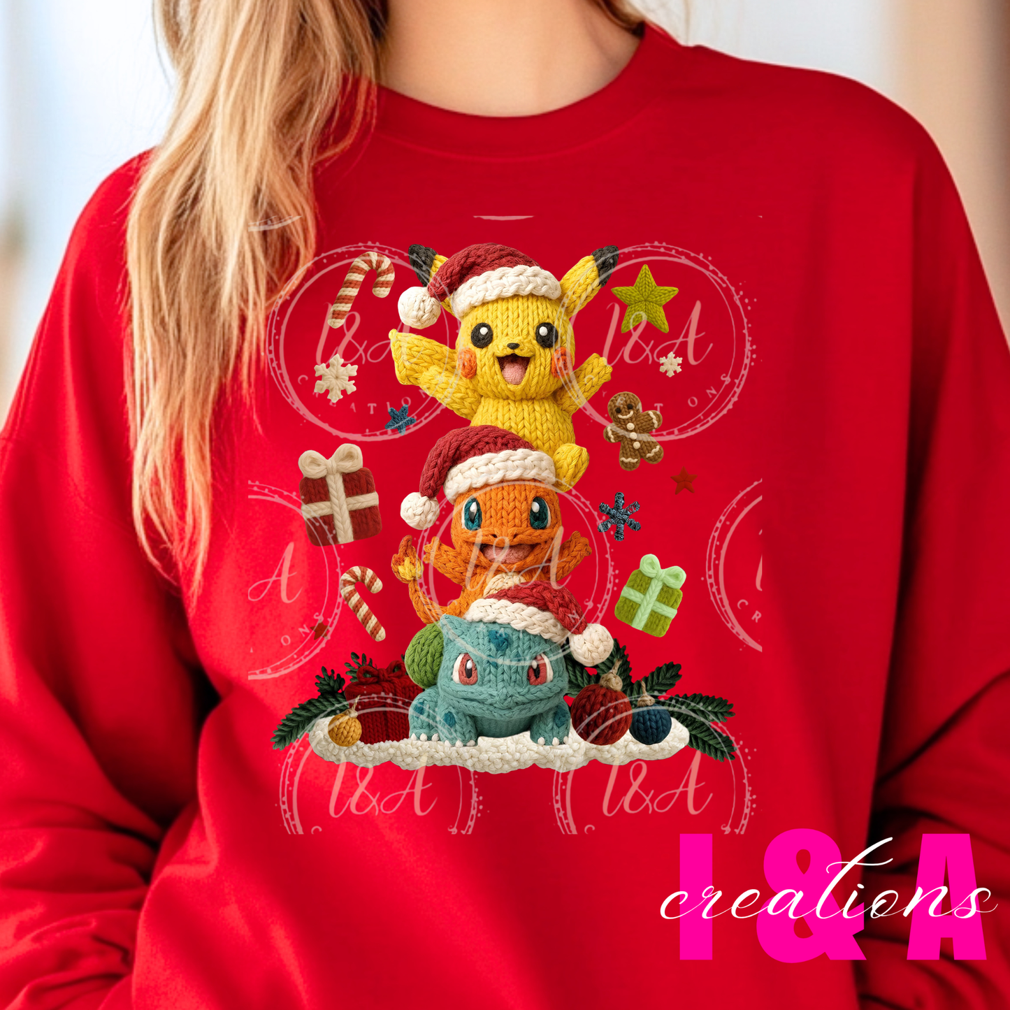 #254C faux chrochet Christmas pika and friends