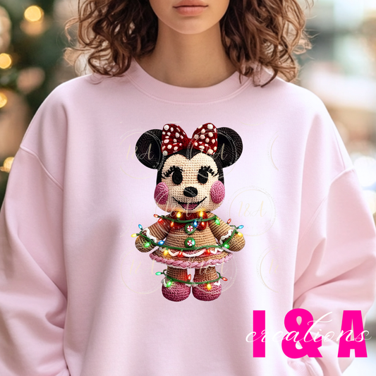 #248C faux chrochet Christmas mouse girl