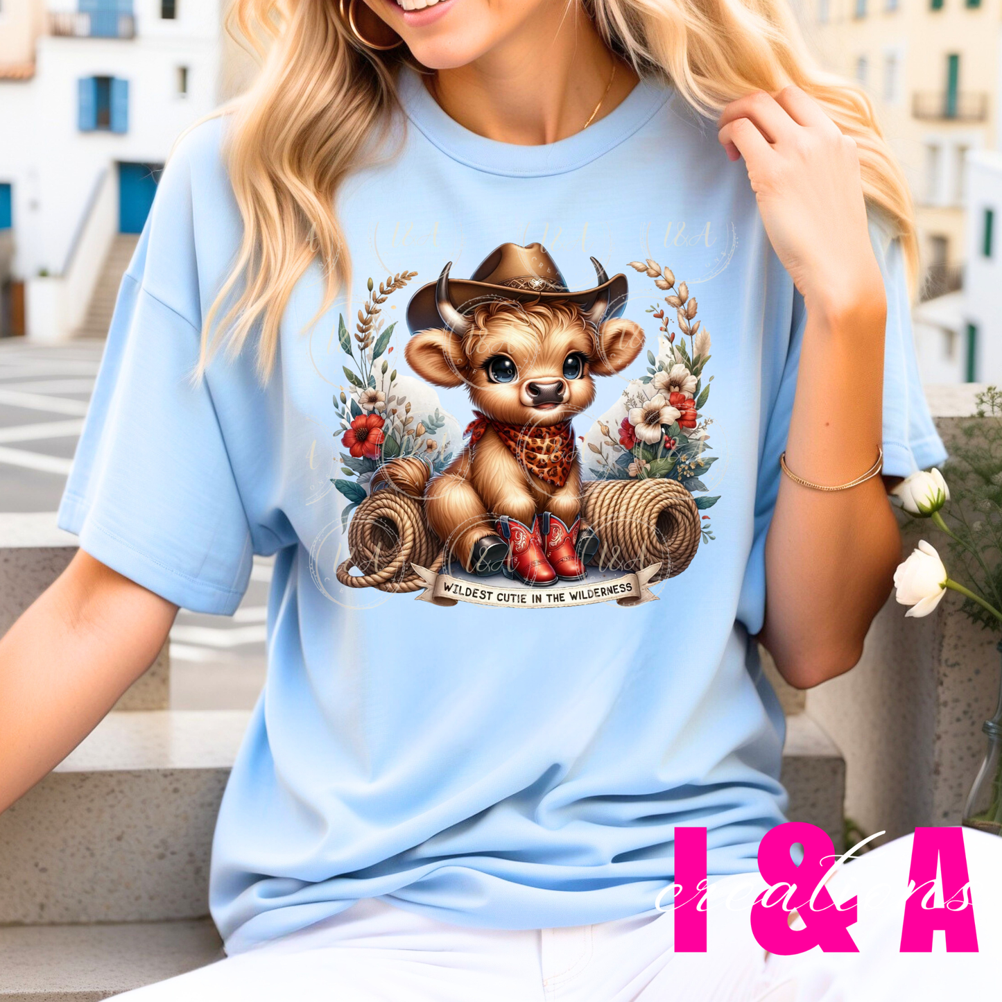 #553 Highland cow with red boots