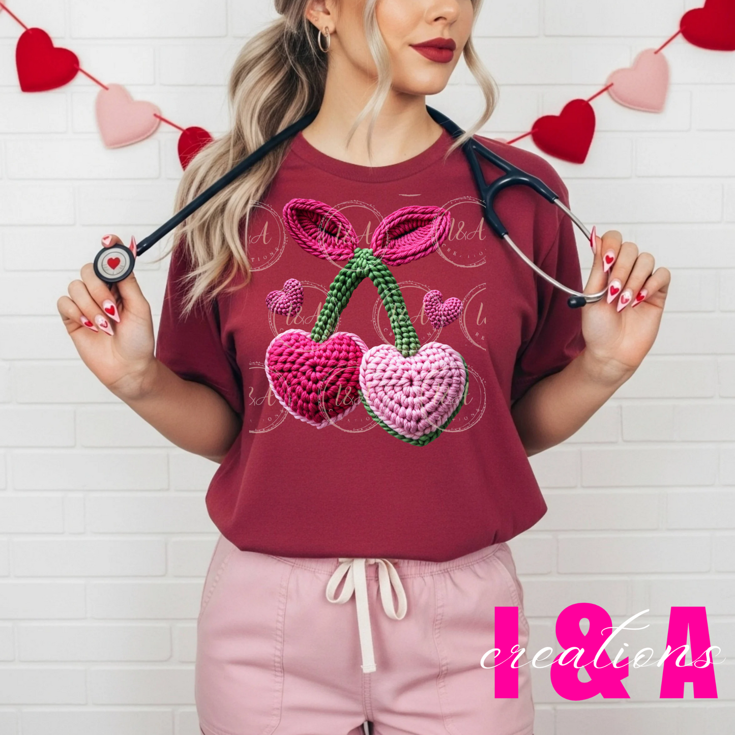 #273c faux chrochet cherry hearts