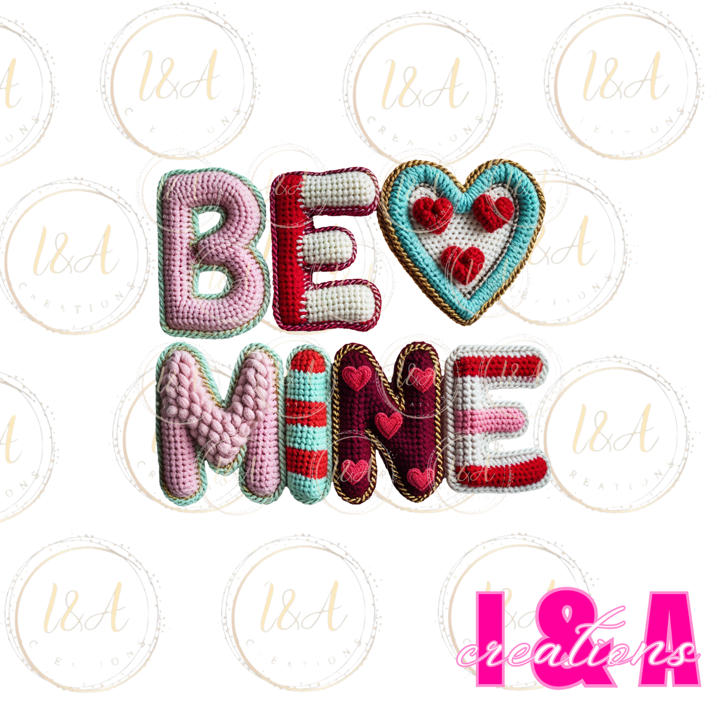 #278c faux chrochet Be Mine