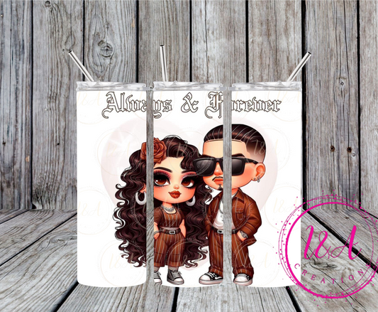 Long black curly hair cholos couple