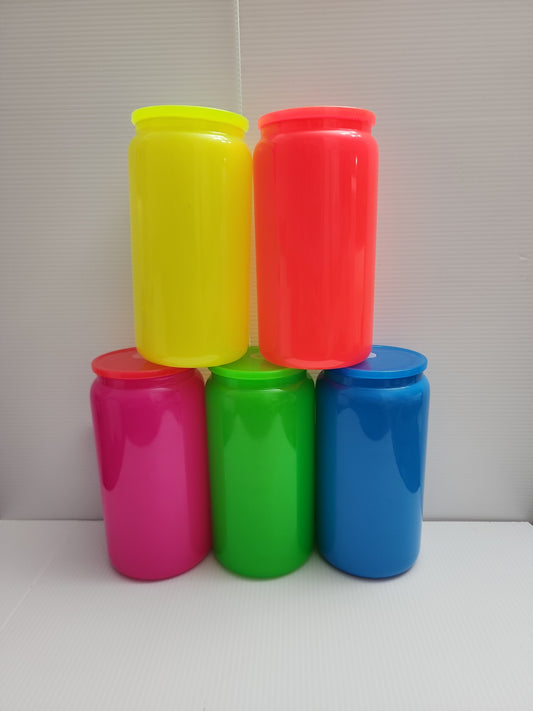 16oz Neon glass can set