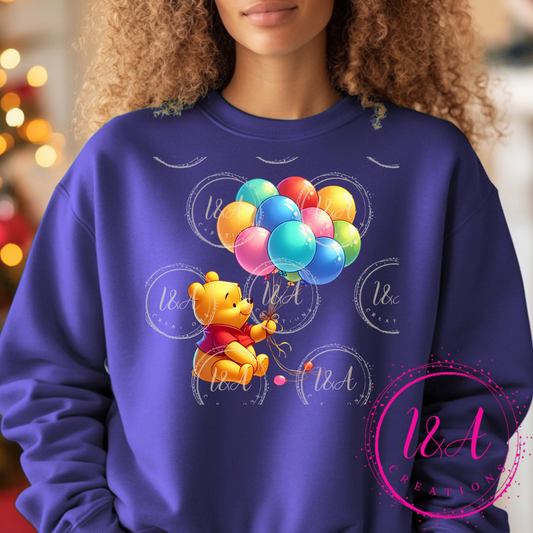 #108C Honey bear holding balloons