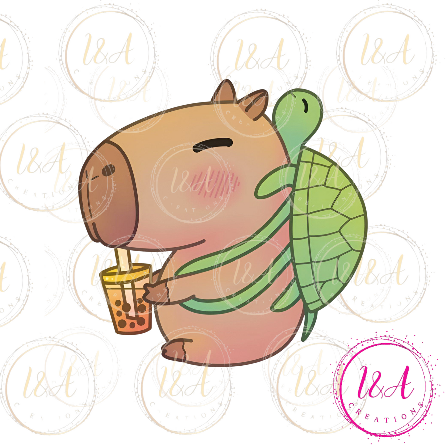 #876B Capybara with turtle