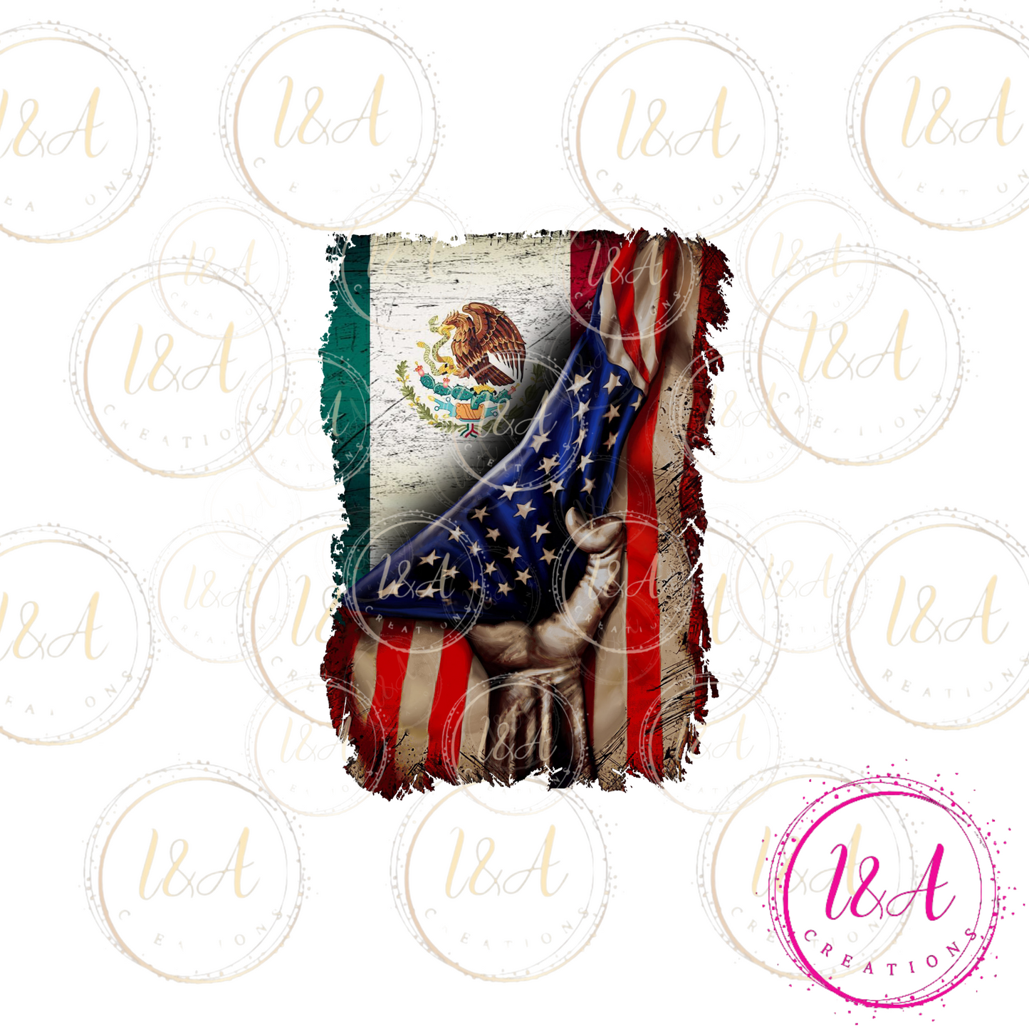 #730B Mexico/USA flag