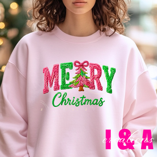 #163C Faux chrochet Merry Christmas