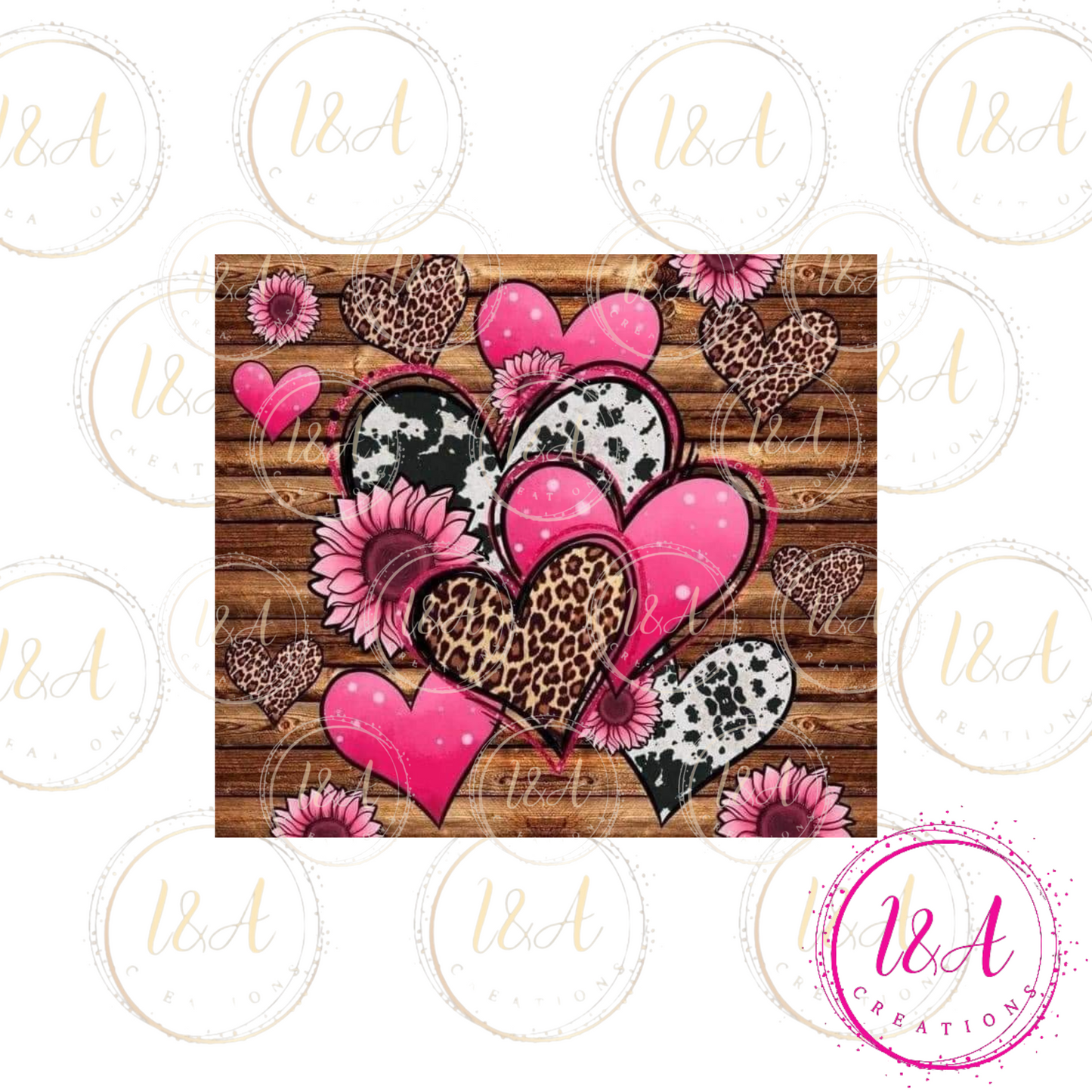 Pink sunflower with hearts