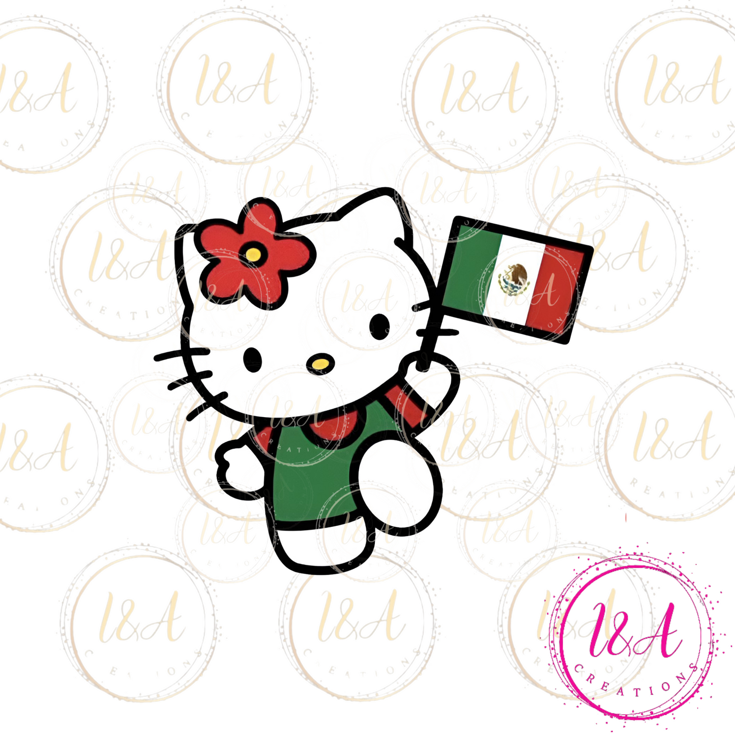 #718B kitty with Mexican flag