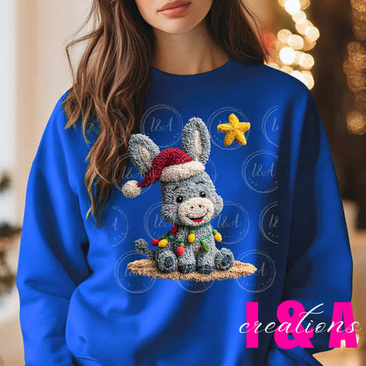 #227C faux chrochet Christmas donkey