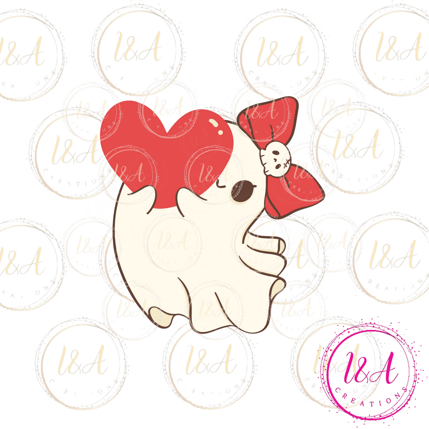 #626B Ghost carring heart