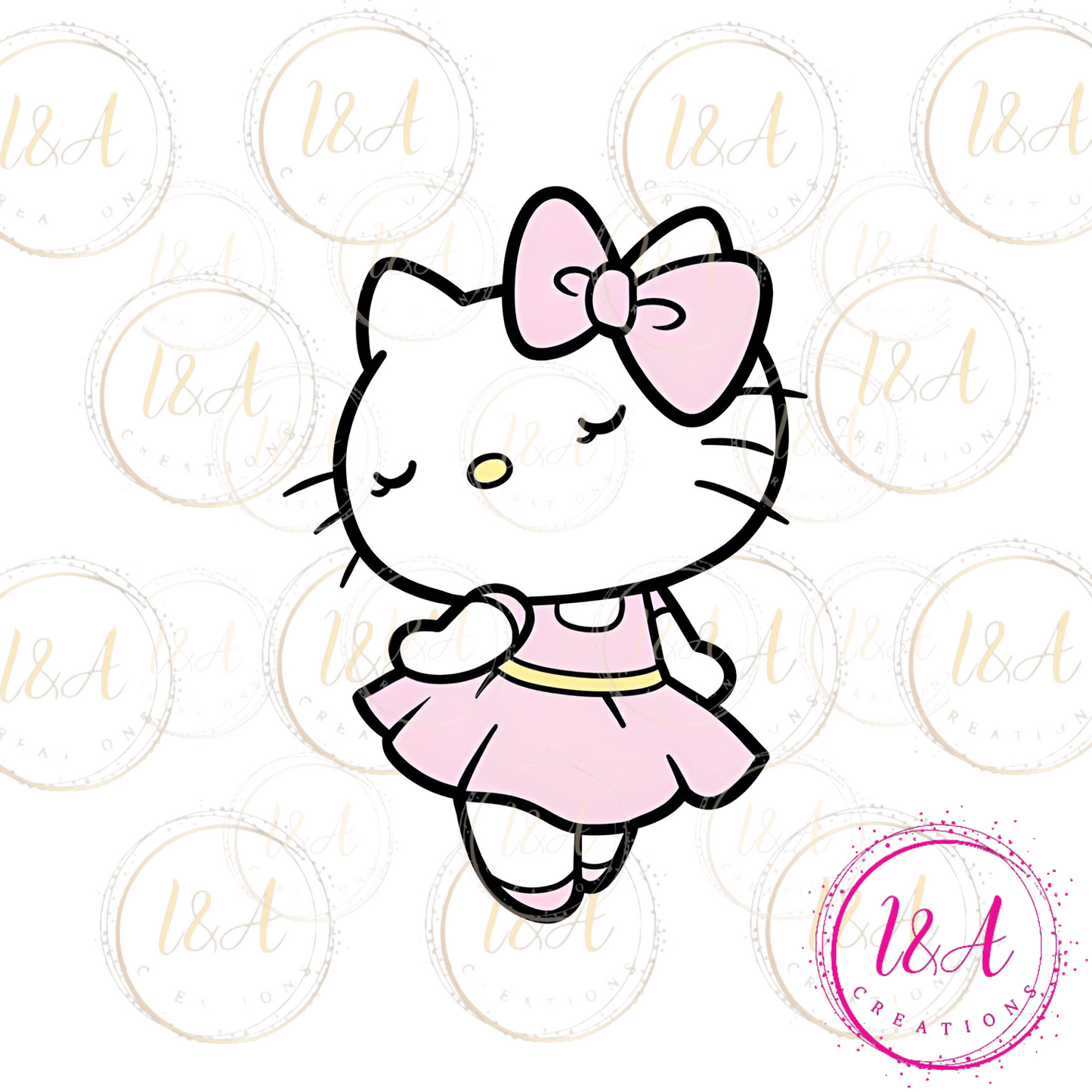 #737B kitty with pink dress