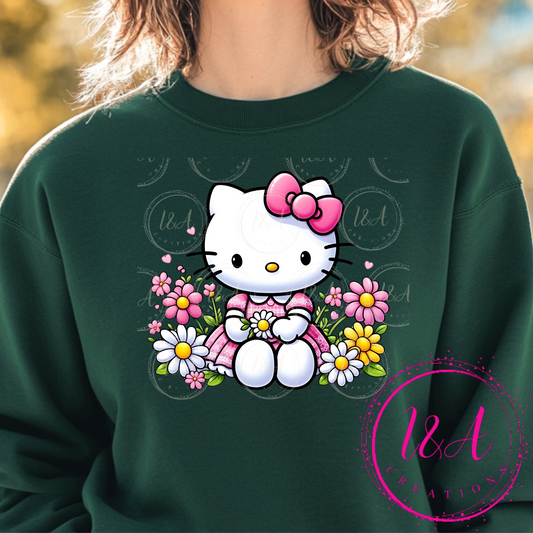 #740B kitty with flowers