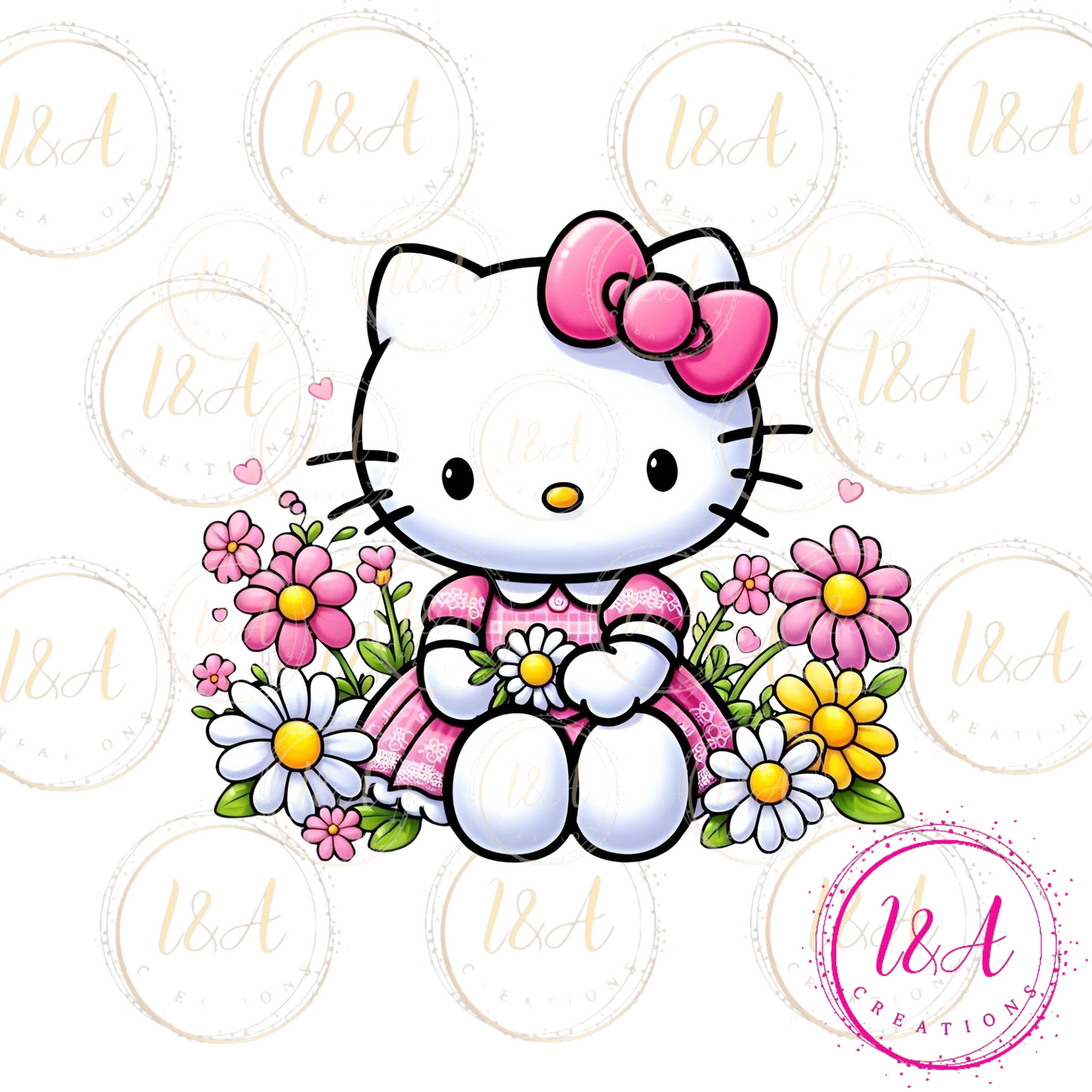 #740B kitty with flowers