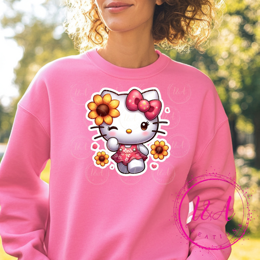 #875B kitty with yellow flowers