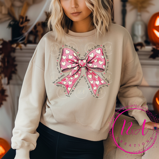 #577B pink bow with hearts