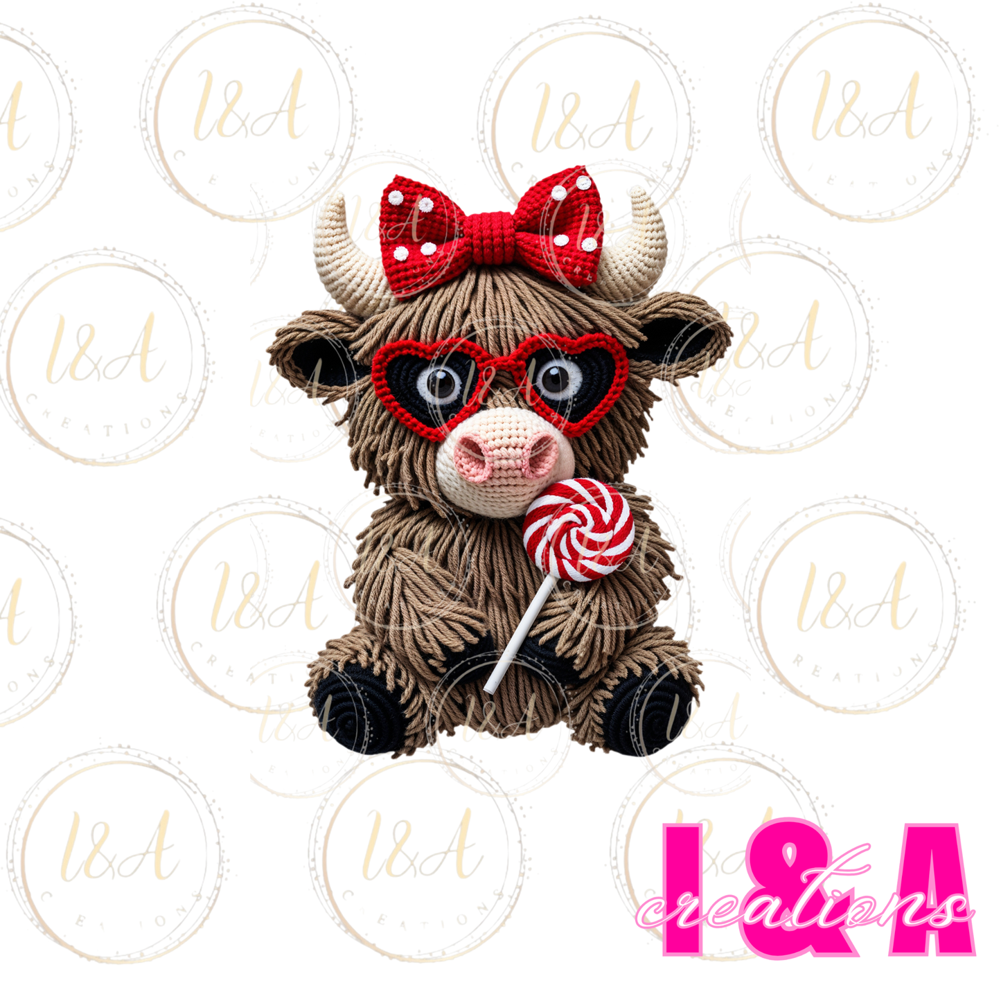 #281c faux chrochet highland cow