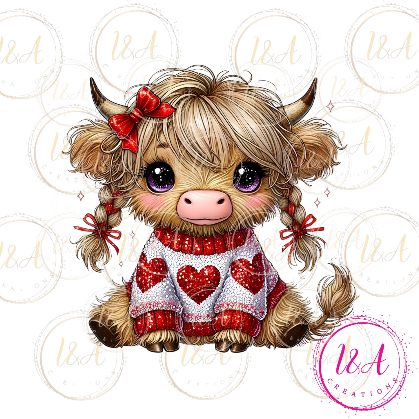 #617B cow with a heart sweater
