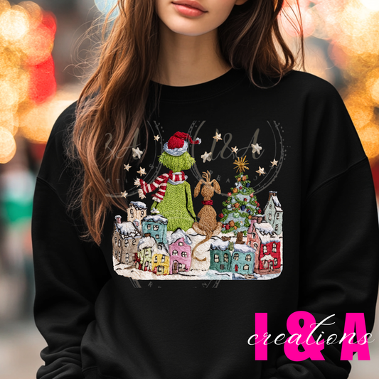 #160C Faux chrochet holiday scene