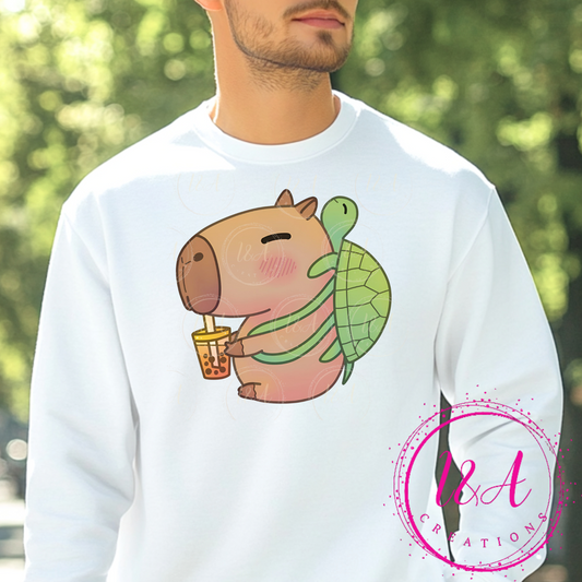 #876B Capybara with turtle