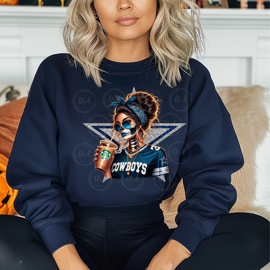 #454B skelly girl blue star