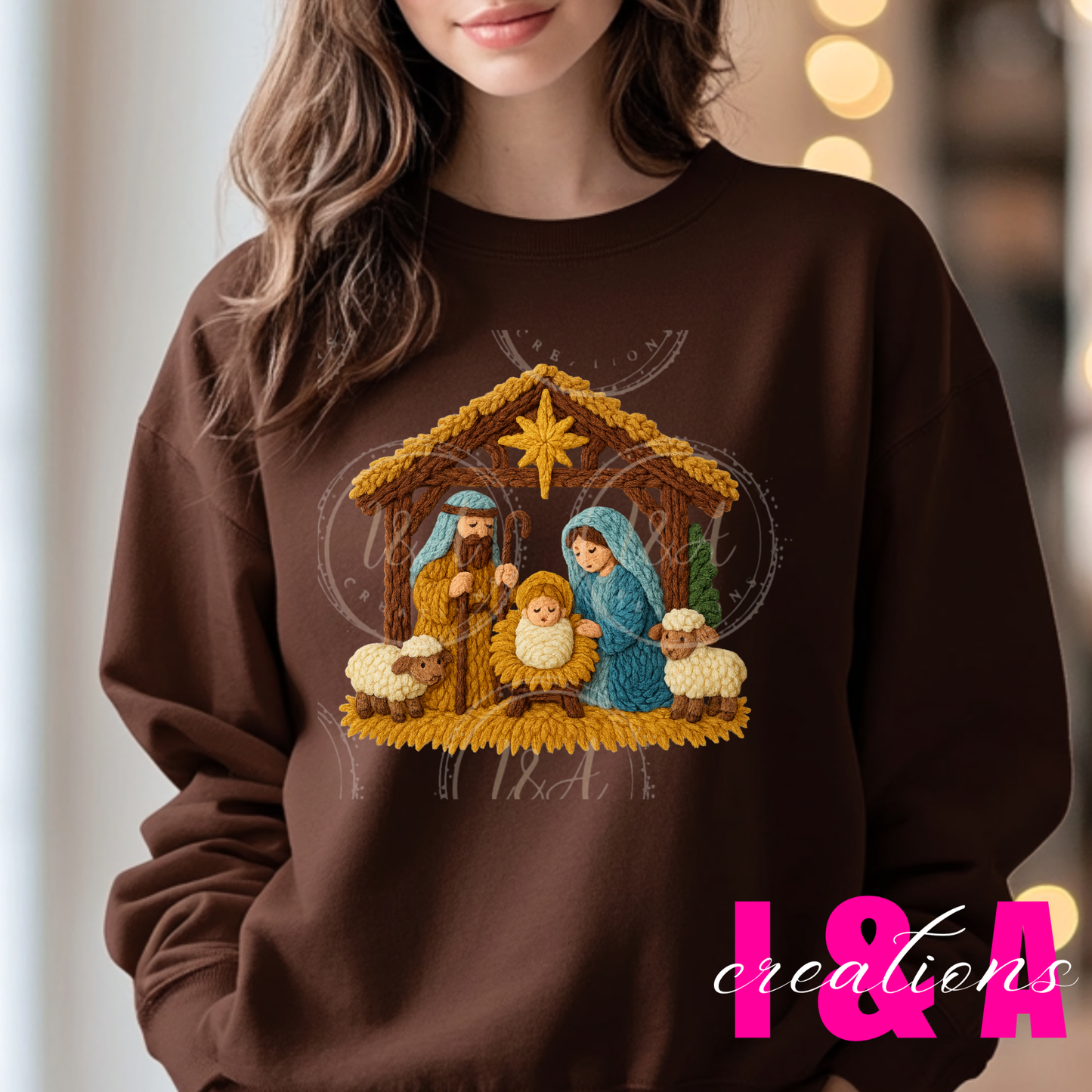 #180C Faux chrochet Jesus Christmas